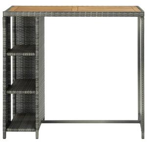 Stolik barowy z półką, szary, 120x60x110 cm, polirattan