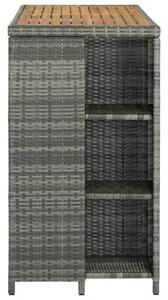 Stolik barowy z półką, szary, 120x60x110 cm, polirattan