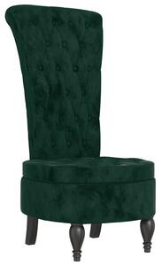 Fotel z wysokim oparciem, ciemnozielony, aksamit, pikowany