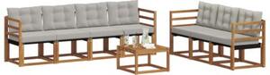 Zestaw mebli ogrodowych z litego drewna akacjowego z poduszkami, modularny, nowoczesny design