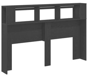 Wezgłowie LED z półką czarny dąb 160 x 18,5 x 103,5 cm