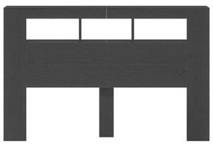 Wezgłowie LED z półką czarny dąb 160 x 18,5 x 103,5 cm