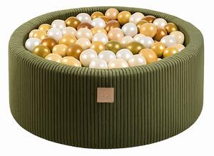 Sztruksowy basen z kulkami w kolorze khaki 90x90x30 cm Montessori – Meowbaby