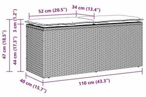Ławka ogrodowa z poduszką czarna 110x40x44 cm polirattan