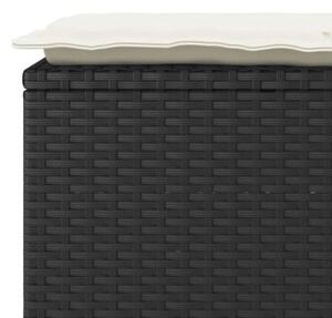 Ławka ogrodowa z poduszką czarna 110x40x44 cm polirattan