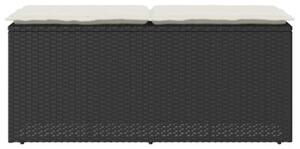 Ławka ogrodowa z poduszką czarna 110x40x44 cm polirattan