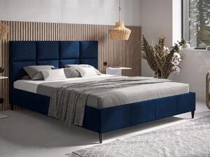 Łóżko tapicerowane ze stelażem 120x200 Luxe Ciemny niebieski
