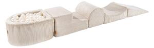 Kremowy sztruksowy piankowy plac zabaw 5 szt. wysokość 30 cm 250x45 cm Montessori – Meowbaby