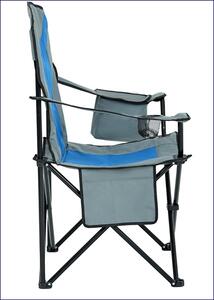 Składany fotel turystyczny szary + niebieski - Krebri