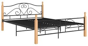 Metalowe łóżko vintage czarny + jasny dąb 140x200 cm - Onel