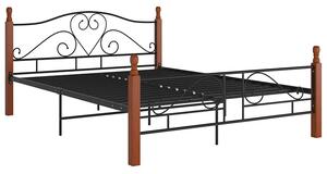 Metalowe łóżko małżeńskie czarny + ciemny dąb 160x200 cm - Onel