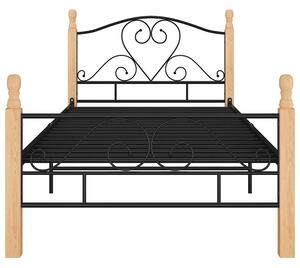 Rustykalne łóżko metalowe czarny + jasny dąb 100x200 cm - Onel
