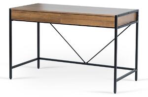 Industrialne duże biurko na metalowych nogach z szufladami orzech + czarny - Tozi
