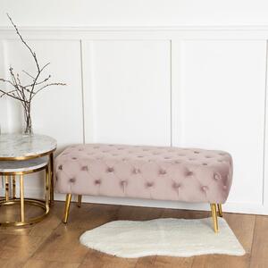 Pikowana ławka do przedpokoju glamour różowy + złoty - Agva