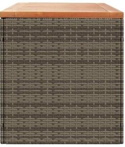Skrzynia ogrodowa, szara, 220x50x54 cm, polirattan i akacja