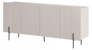Komoda Malmi 200 cm - kaszmir / crema bianca / czarne nóżki