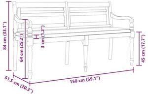 Ławka batavia z poduszką, 150 cm, lite drewno tekowe