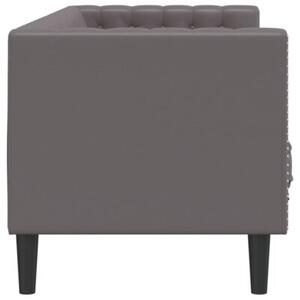 Sofa chesterfield, 3-os., szara, tapicerowana sztucznÄ skÃ³rÄ