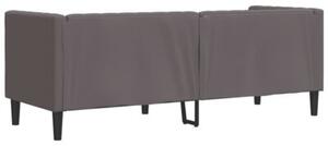 Sofa chesterfield, 3-os., szara, tapicerowana sztucznÄ skÃ³rÄ