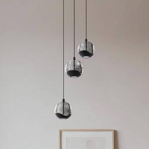 Lucande Lampa wisząca LED Hayley, czarna, 3-punktowa, szkło