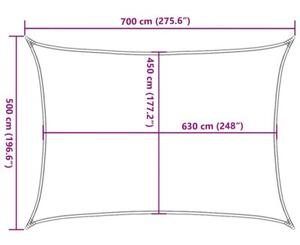 Żagiel przeciwsłoneczny, 160 g/m², biały, 5x7 m, hdpe