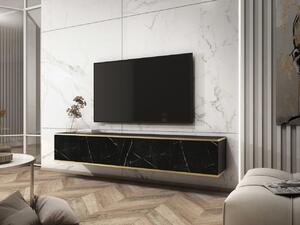 Szafka wisząca pod telewizor z drzwiczkami z gładkim frontem 175 cm Diolo Czarny marmur