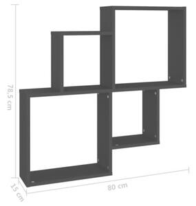Półka ścienna kostki, czarna 80x15x78,5 materiał drewnopochodny