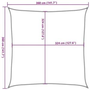 Żagiel przeciwsłoneczny, 160 g/m², czarny, 3,6x3,6 m, hdpe