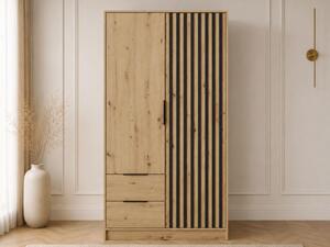 Szafa dwudrzwiowa z drzwiami uchylnymi 105 cm Macron Dąb Artisan z lamelami