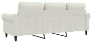 Sofa 3-osobowa, kremowy, 180 cm, tapicerowana aksamitem