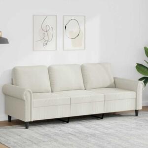 Sofa 3-osobowa, kremowy, 180 cm, tapicerowana aksamitem