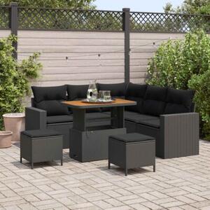 Zestaw sof na ogród 8 szt. czarny polirattan