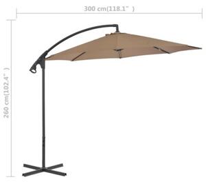 Parasol wiszący ze stalowym słupkiem, 300 cm, taupe