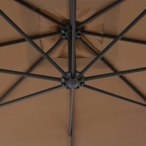 Parasol wiszący ze stalowym słupkiem, 300 cm, taupe
