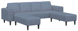 Nowoczesna niebieska sofa w ksztaÅcie u z sztruksowym obiciem dla 4 osÃ³b