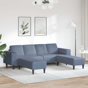 Nowoczesna niebieska sofa w ksztaÅcie u z sztruksowym obiciem dla 4 osÃ³b