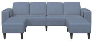 Nowoczesna niebieska sofa w ksztaÅcie u z sztruksowym obiciem dla 4 osÃ³b