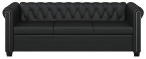 Sofa 3-osobowa w stylu chesterfield, sztuczna skÃ³ra, czarna