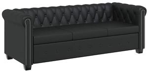 Sofa 3-osobowa w stylu chesterfield, sztuczna skÃ³ra, czarna
