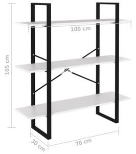 Regał na książki, biały, 100x30x105 cm, materiał drewnopochodny