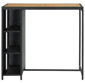 Stolik barowy z półką, czarny, 120x60x110 cm, polirattan