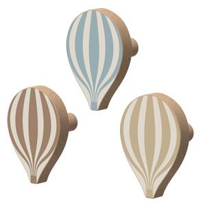Ścienne haczyki zestaw 3 szt. z litego drewna bukowego Hot Air Ballon – Cam Cam Copenhagen