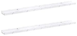 Drewniana półka Ścienna modularna biała marmur 100 cm z 2 półkami