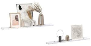 Drewniana półka Ścienna modularna biała marmur 100 cm z 2 półkami