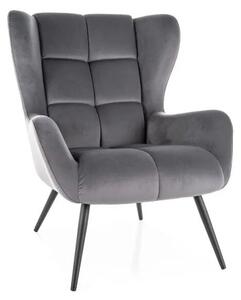 Fotel tapicerowany LOUIS VELVET szary