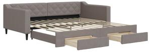 Sofa rozsuwana z szufladami, taupe, 100x200 cm, tkanina