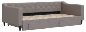 Sofa rozsuwana z szufladami, taupe, 100x200 cm, tkanina