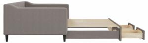 Sofa rozsuwana z szufladami, taupe, 100x200 cm, tkanina
