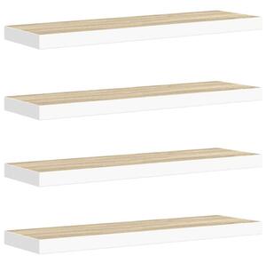 Półki ścienne, 4 szt., dębowo-białe, 80x23,5x3,8 cm, mdf