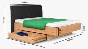 Łóżko z litego drewna z miejscem do przechowywania Vig 180 x 200 cm
